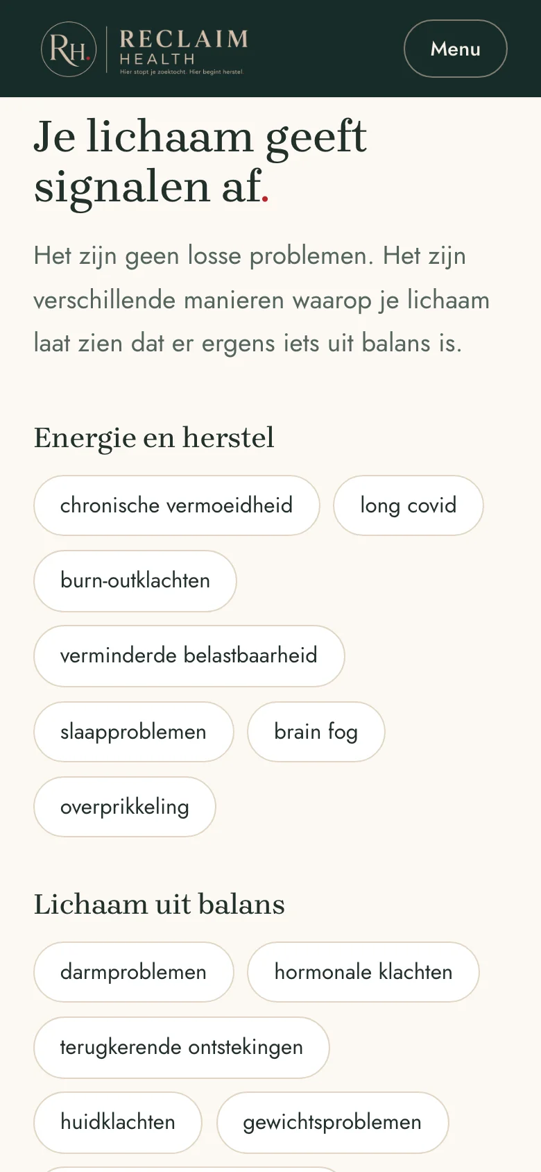 Reclaim Health op een telefoon