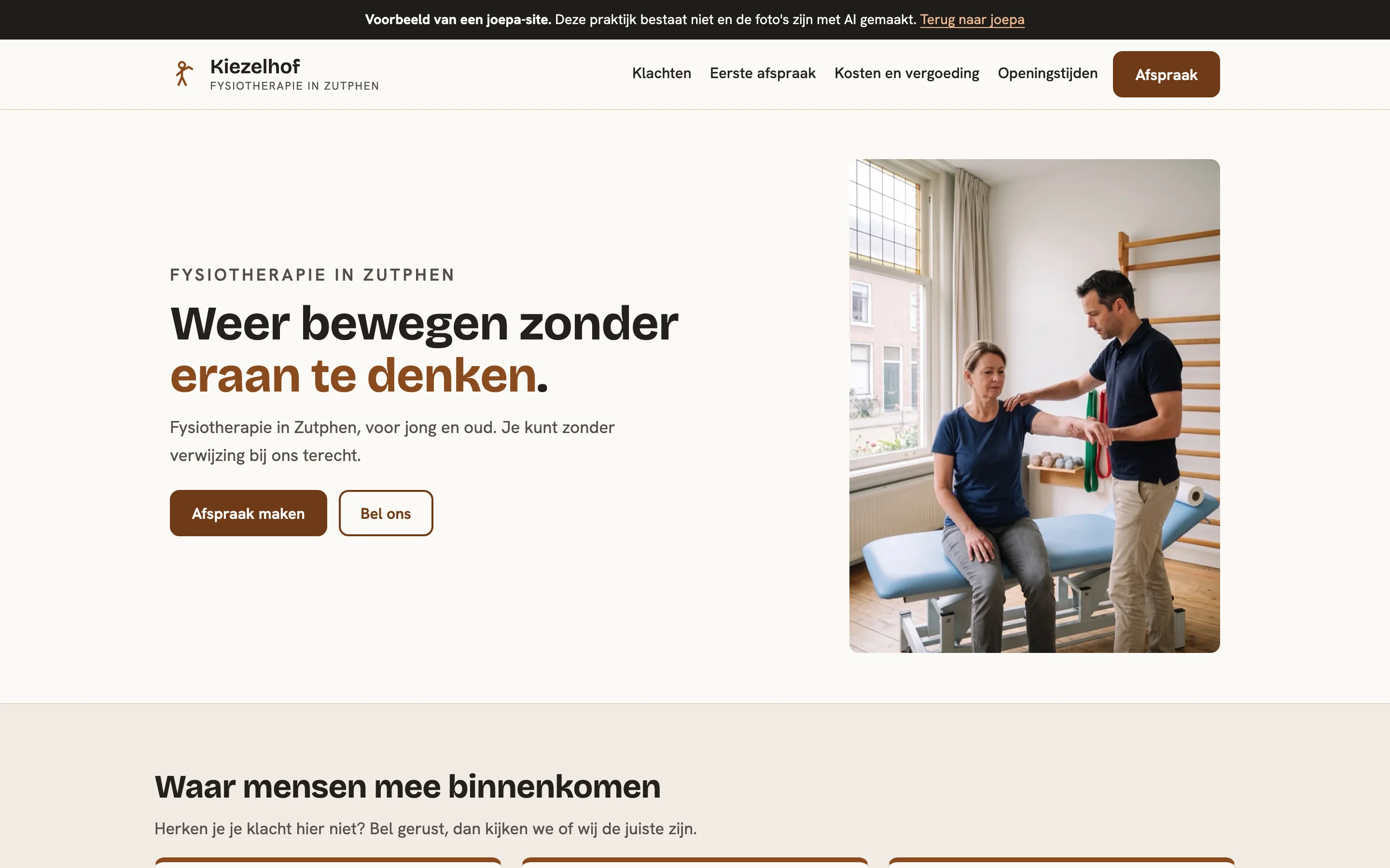Fysiotherapie Kiezelhof op een laptop