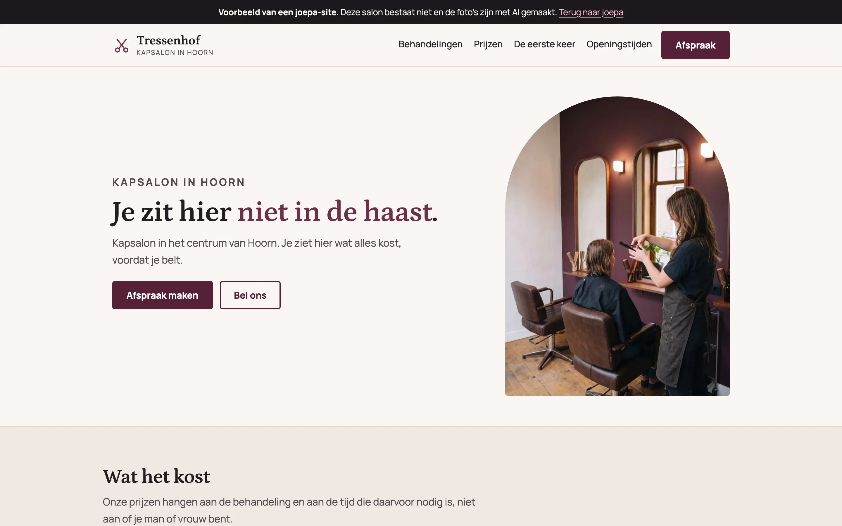 Kapsalon Tressenhof op een laptop
