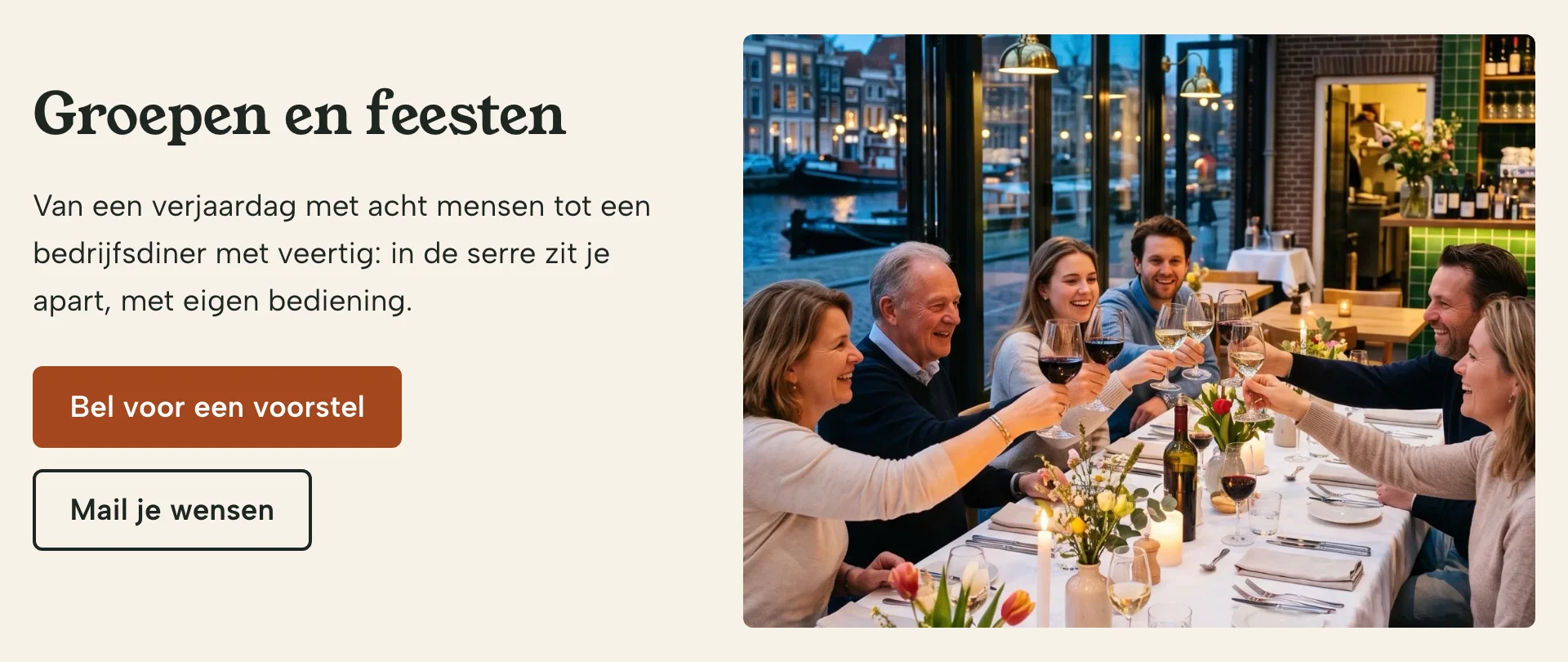 De pagina Groepen en feesten van de voorbeeldsite