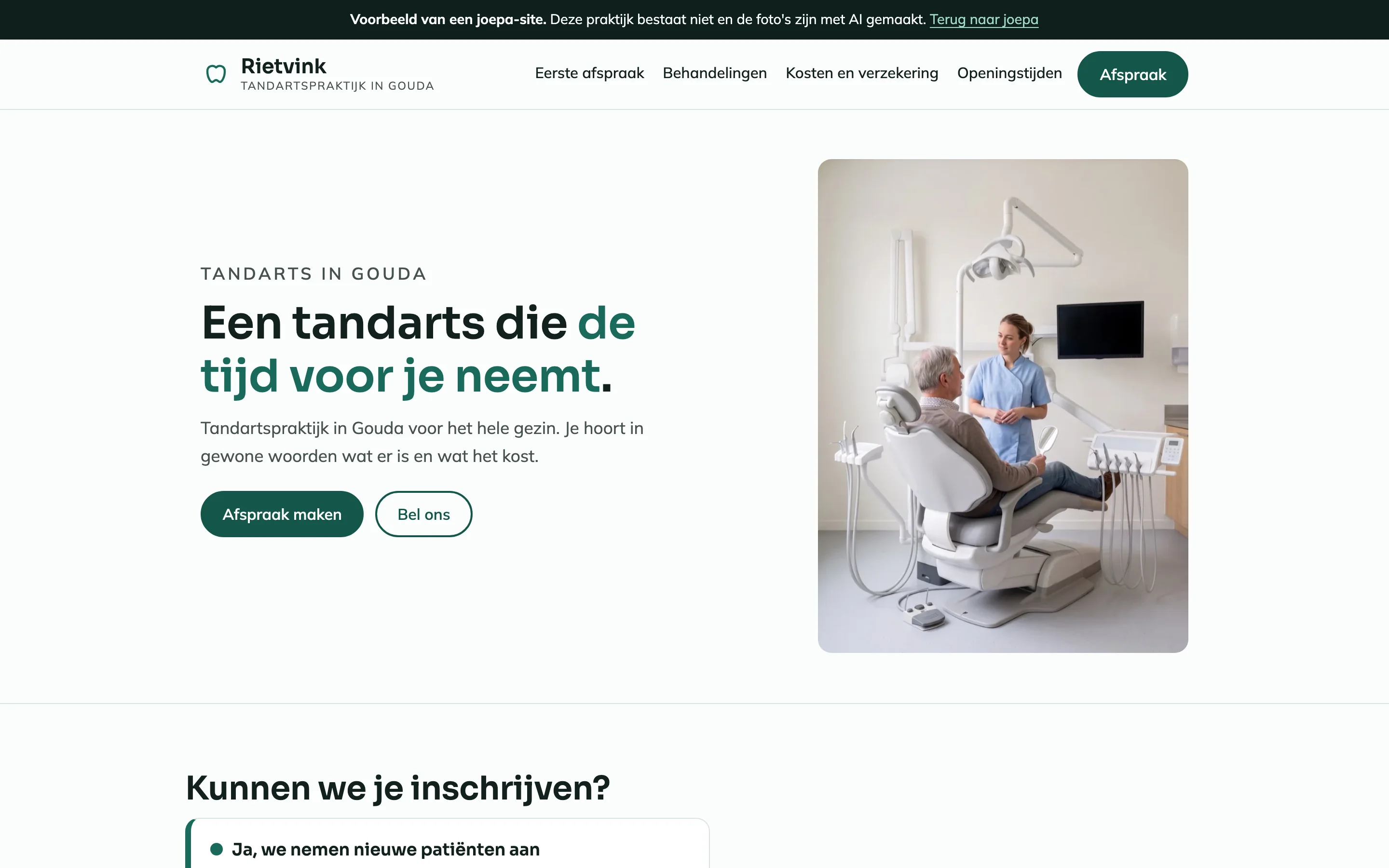 Tandartspraktijk Rietvink op een laptop