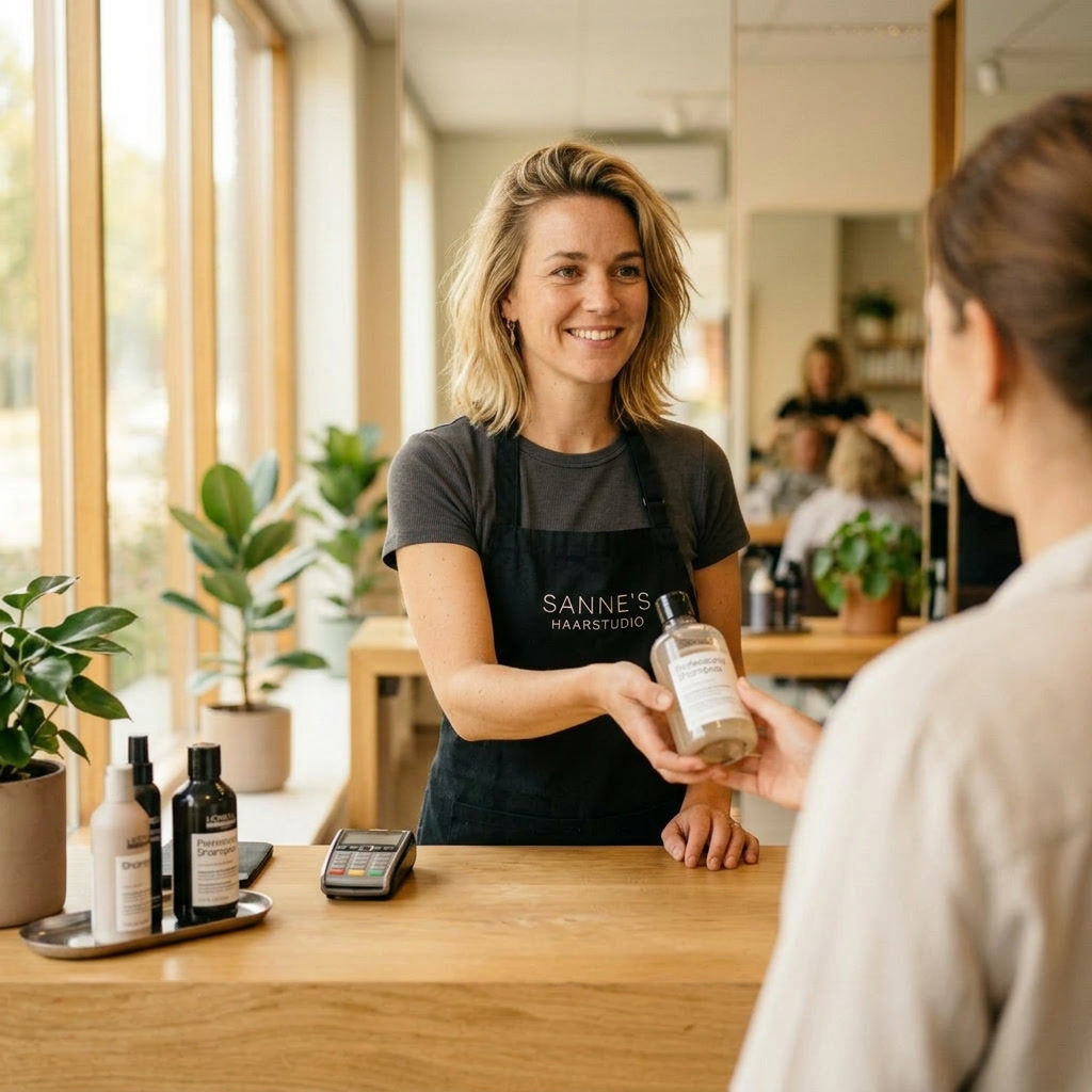 Blogartikel van een kapsalon, met de kapster in haar eigen zaak